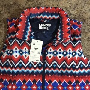 Lands' End Multicolor Geometric Vest Women’s Large NWT